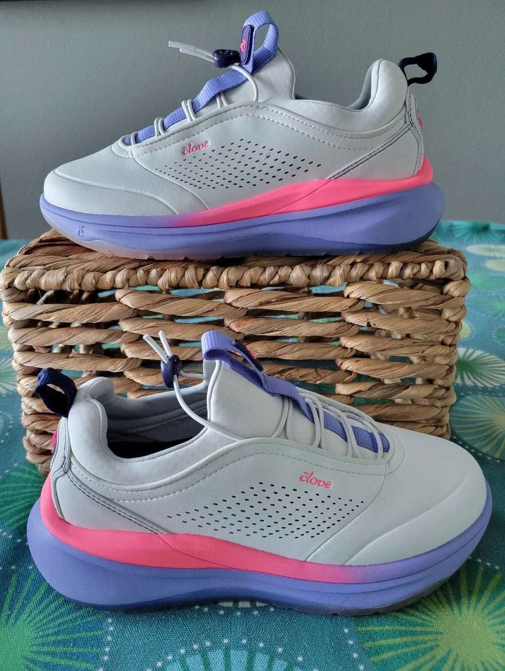 Clove Women's Prima S Sneakers Shoes Bright Grey / Periwinkle / Pink Size 6.5